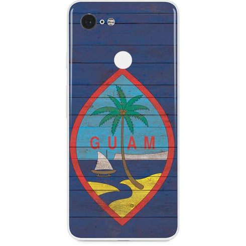 Guam Flag Dark Wood Google Pixel 3 Skin